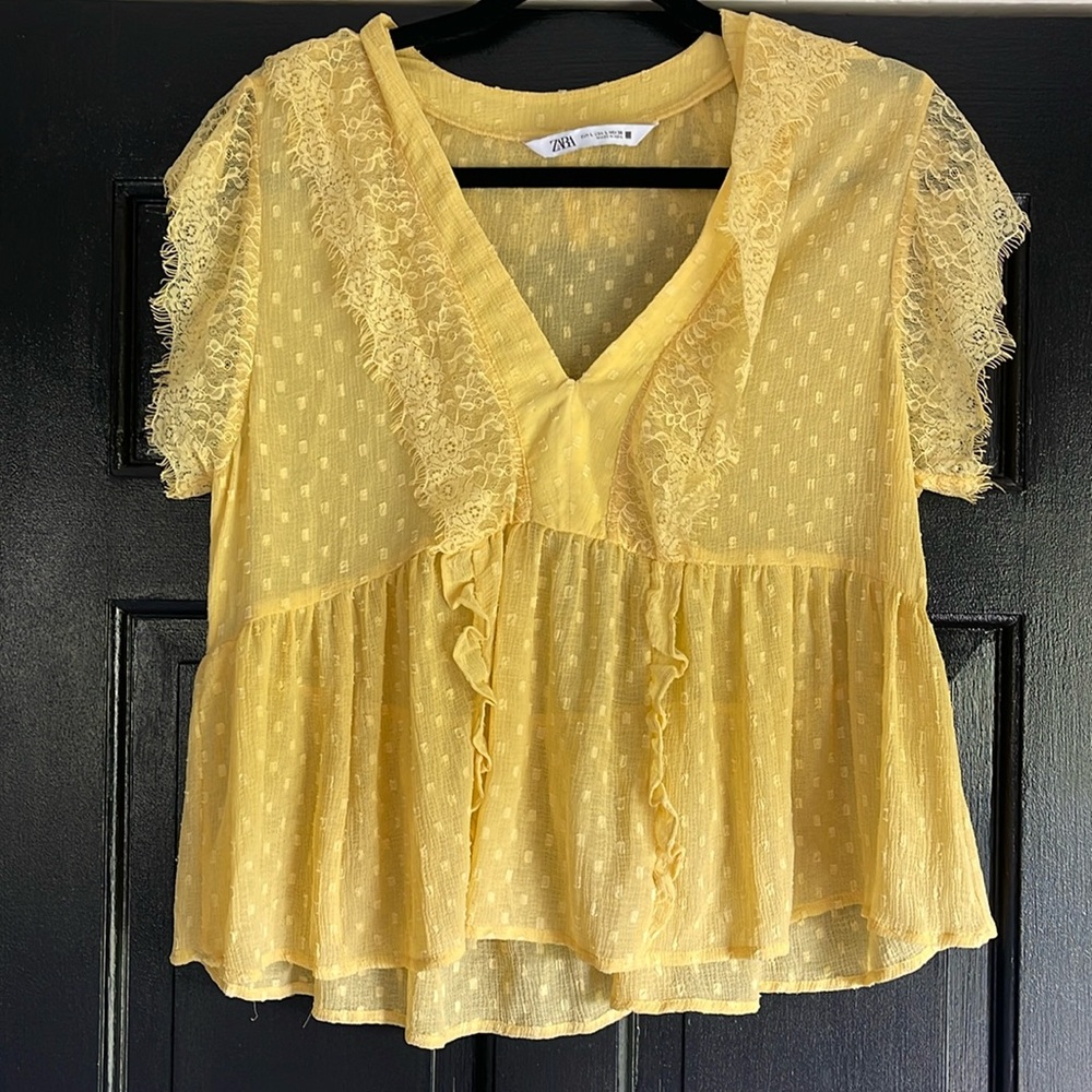 Lacey slightly cropped sheer top